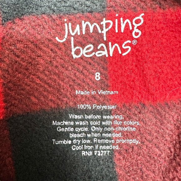 Jumping Beans Pullover Boys Size 8 Red Black Buffalo Plaid Half-zip Fleece LS - Picture 3 of 3